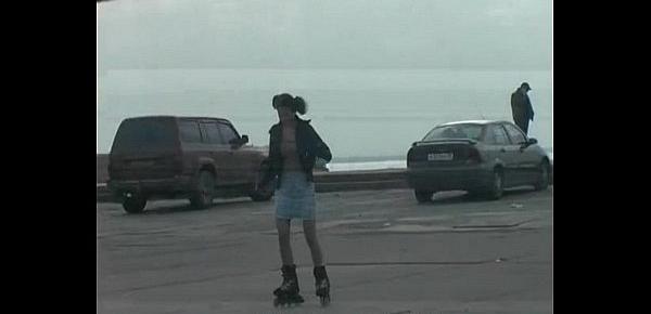  a young girl on roller skates fucked for all to see
